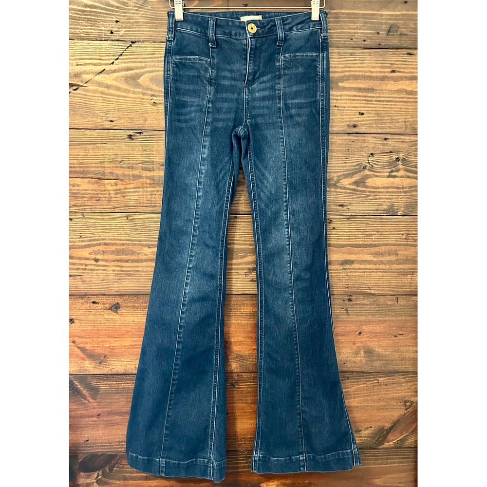 Altar'd State Flare Jeans Women 24 Dark Blue High Rise 70s Retro Festival Boho